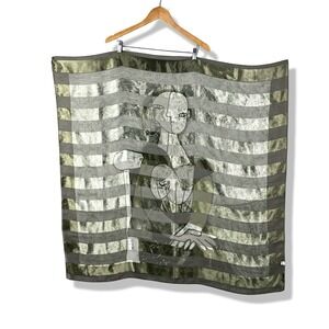 Picasso Art Print Scarf Womens OS Green Abstract Portrait Sheer Avant-Garde Chic